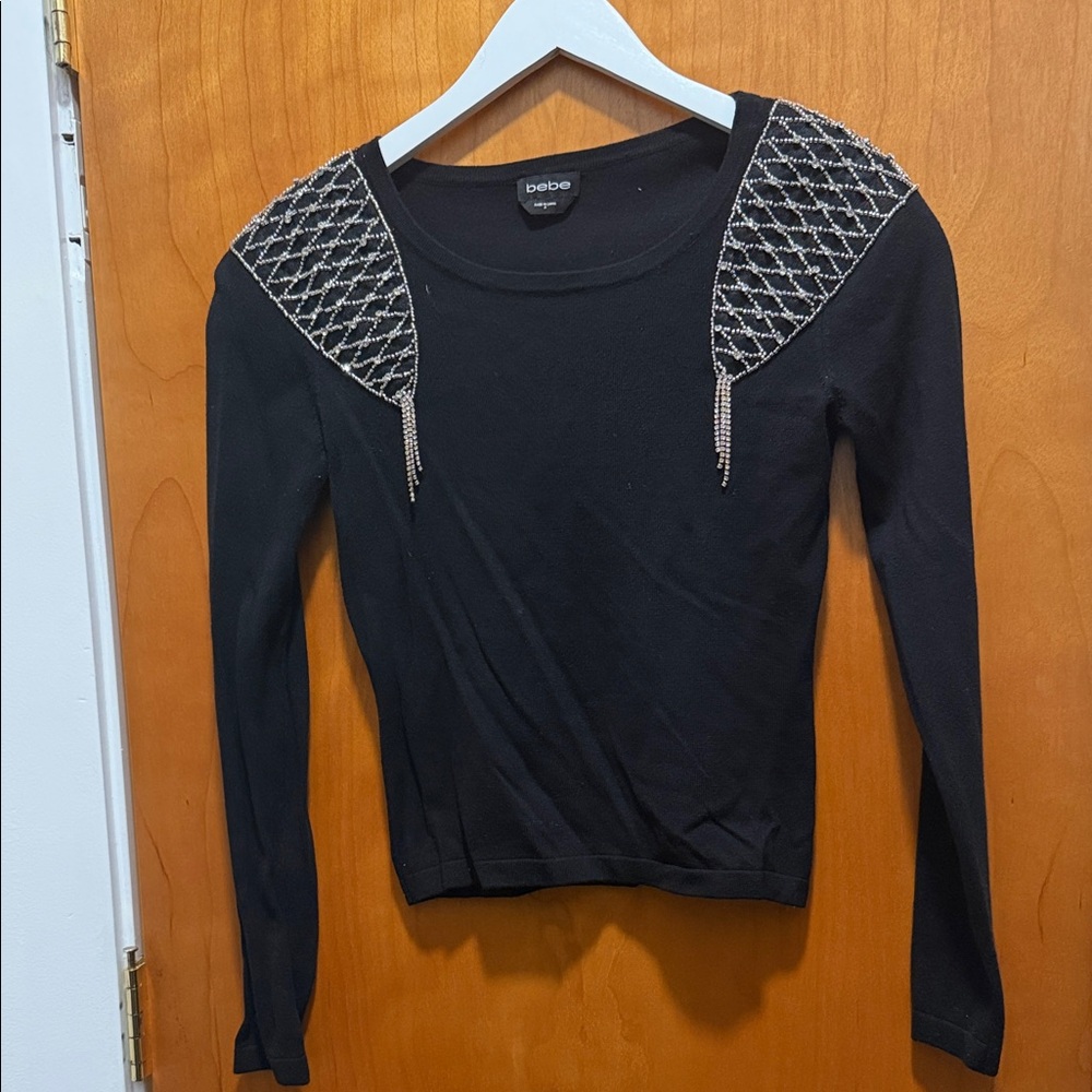 Bebe Black Embellished Women's Top